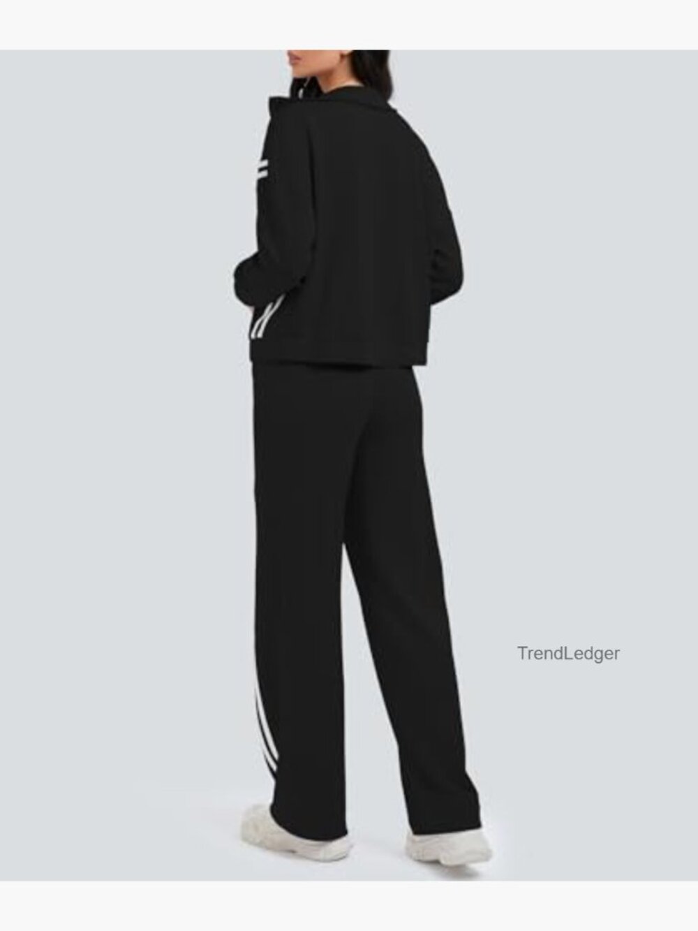 2 Piece Lounge Set Zip Up Sweat Suit Wide Leg Jogging Travel Track Suit - Picture 5 of 7